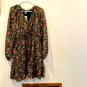 Old Navy floral shine waist defined mini dress XL NWT